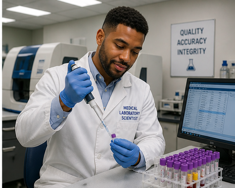 Medical laboratory scientist by state showing laboratory environment