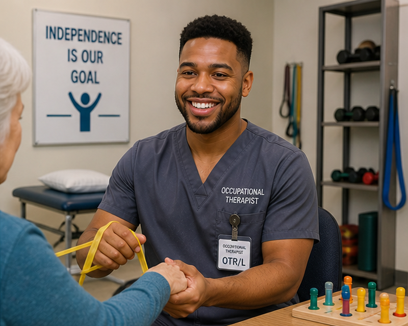 Occupational therapist salary by state showing therapy clinic and rehabilitation setting